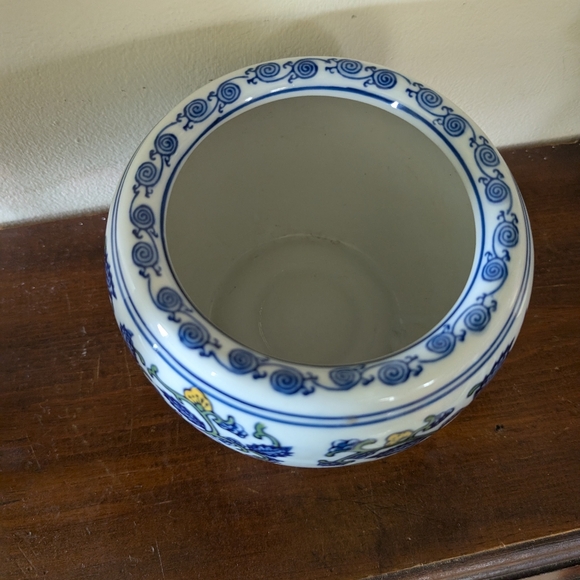Vintage China Ming Blue And White Floral Planter Jardiniere Porcelain Decor 5.5" - Picture 3 of 6
